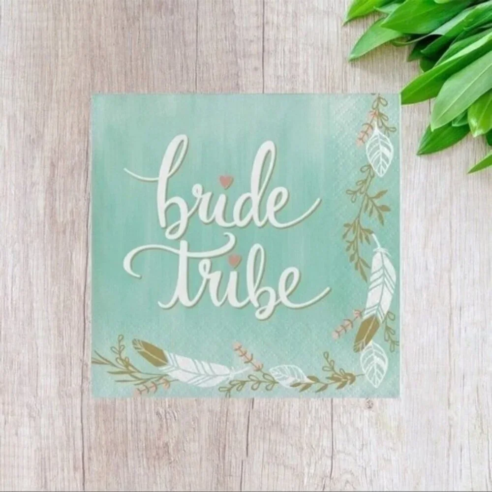 Mint To Be Bride Tribe Napkins 16 Pack